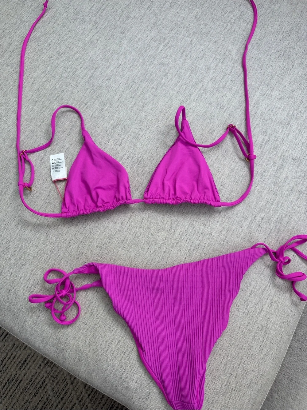 L*space Set! Fuchsia Ribbed Triangle Bikini Set - Women's Swim